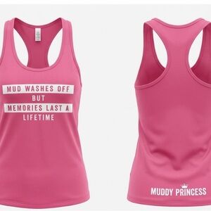 Muddy Princess Pink Racerback Muscle Tee - Mud Washes Off Graphic